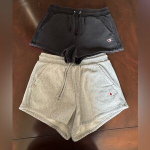 Champion Women's Fleece Athletic Shorts - Black & Light Gray